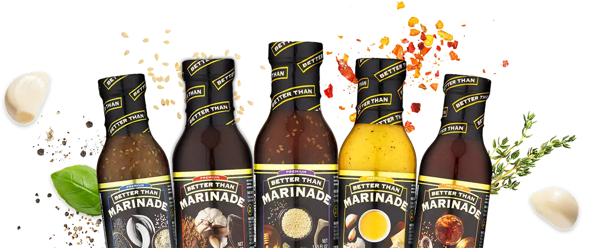Five bottles of Better Than Marinade